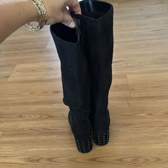 Black Suede Knee-High Boots - Picture 5 of 11